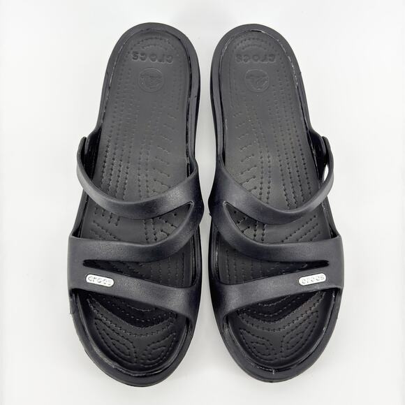 Crocs Patricia Women’s Wedge Sandals Size 11 Black Slide Comfort 1.5” Heel - Picture 8 of 9